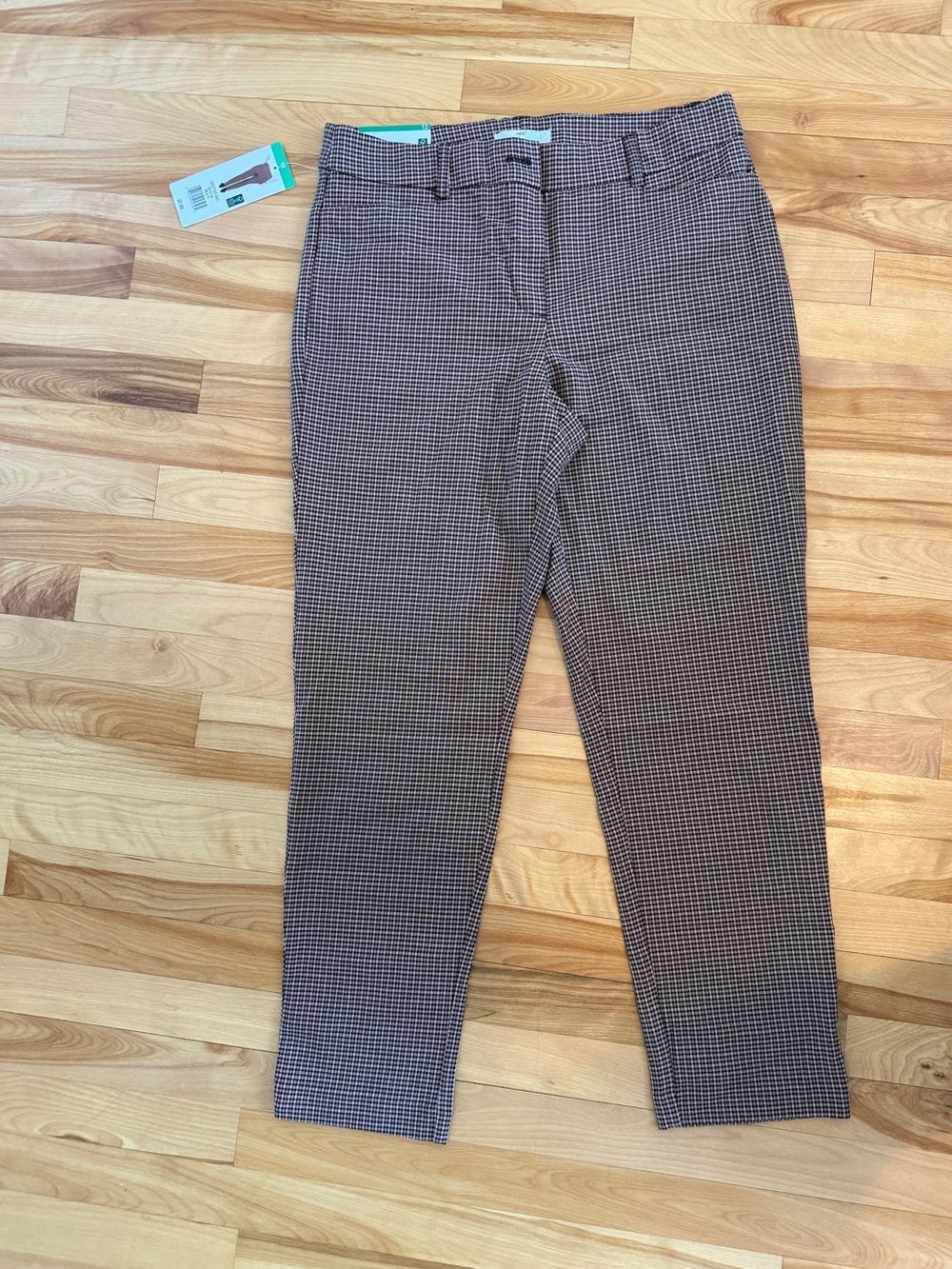Checked Slim Ankle Pants in Brown